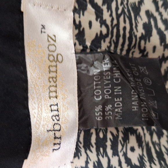 Urban Mangoz Black Tan Geometric Print 3/4 Sleeve Boho Retro Tunic Top Size L - Picture 9 of 12